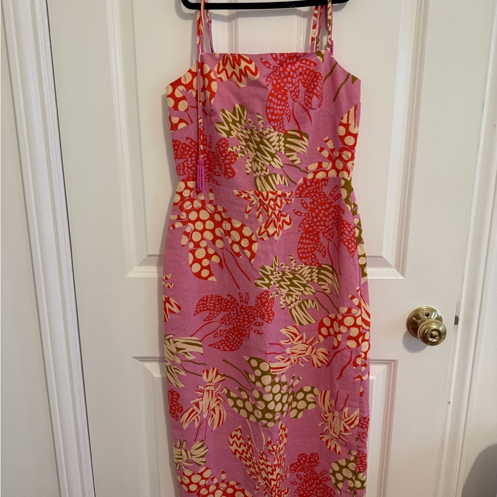 Rachel Zoe Pink and Green Floral Midi Dress